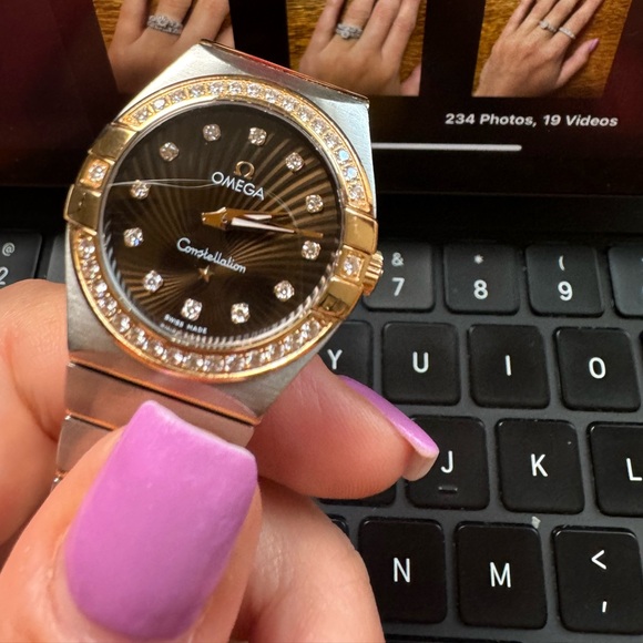 Omega Accessories - Omega Steel 18k Rose Gold Constellation 27mm Diamond Watch 123.25.27.60.63.001